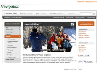 Website Design Basics

Navigation




             www.snow.com/
 
