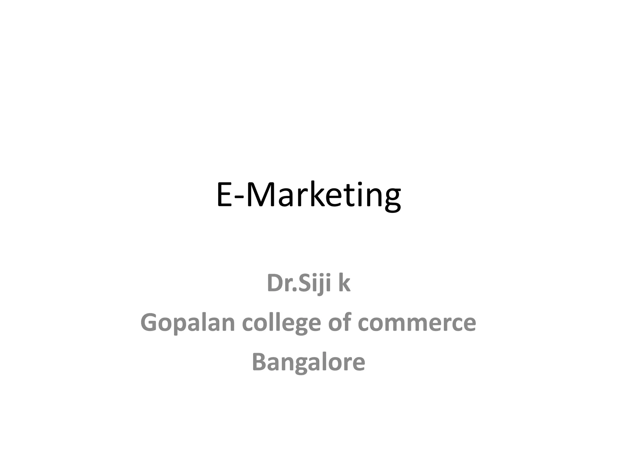 E Marketing PPT E marketing ppt