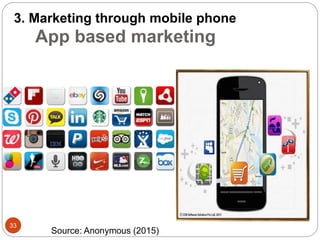 App based marketing
33
3. Marketing through mobile phone
Source: Anonymous (2015)
 