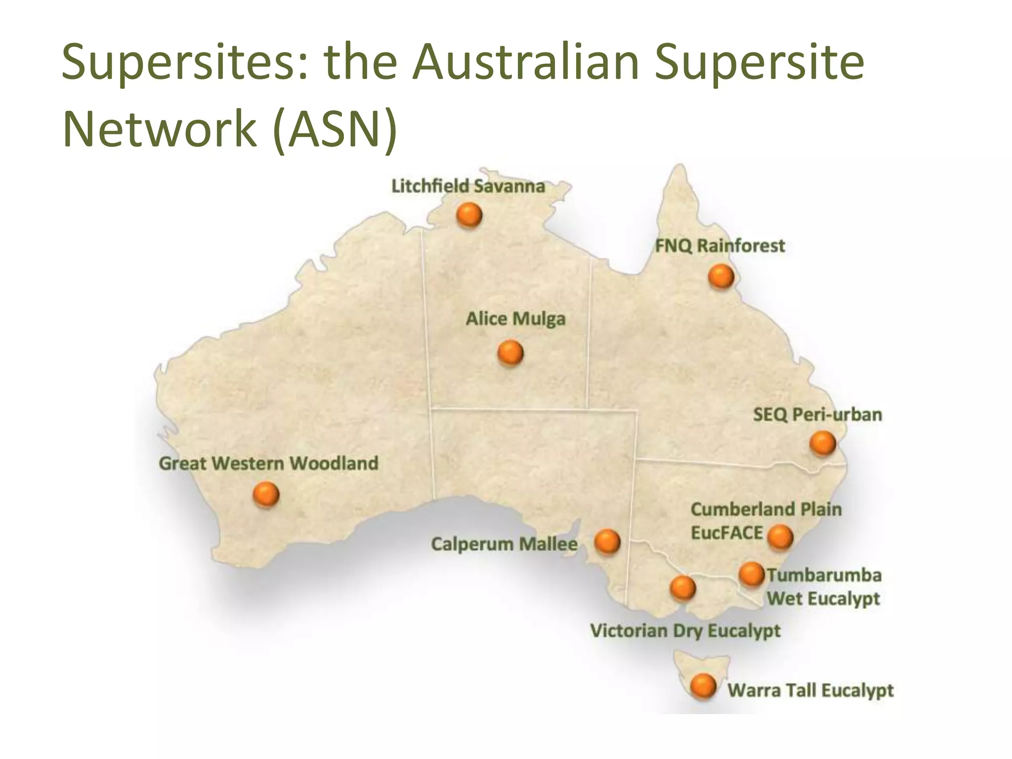 Supersites: the Australian Supersite
Network (ASN)

 