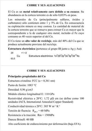 Cobre y aleaciones de Cobre | PDF