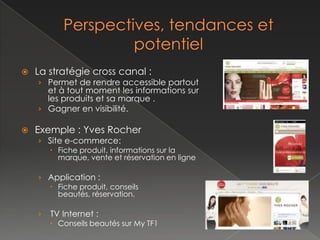 Le m-Commerce
                    Exemple : Mobile Shopper




Application ayant une ergonomie adaptée aux Smartphones, afin d’acheter via
   ceux-ci. Plus intuitif, plus rapide, et cela ne nécessite pas d’être chez soi
 