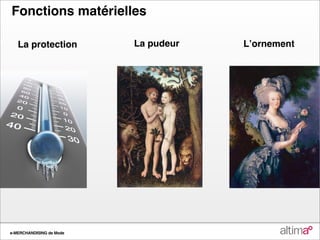 Fonctions matérielles

   La protection          La pudeur   Lʼornement




e-MERCHANDISING de Mode
 