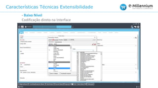 Características Técnicas Extensibilidade
- Baixo Nível
Codificação direto na Interface
 