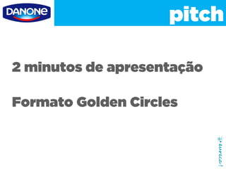 Parceiro Master
pitch
2 minutos de apresentação
Formato Golden Circles
 