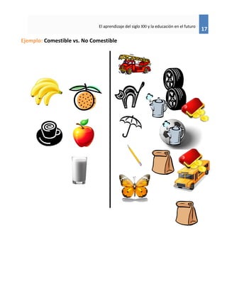 17
El aprendizaje del siglo XXI y la educación en el futuro
Ejemplo: Comestible vs. No Comestible
 