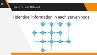 Peer-to-Peer Network
▸Identical information in each server/node.
20
 