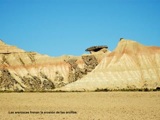 Las areniscas frenan la erosión de las arcillas.
 
