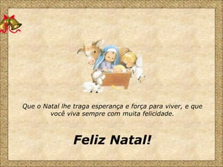 Que o Natal lhe traga esperança e força para viver, e que você viva sempre com muita felicidade. Feliz Natal! 