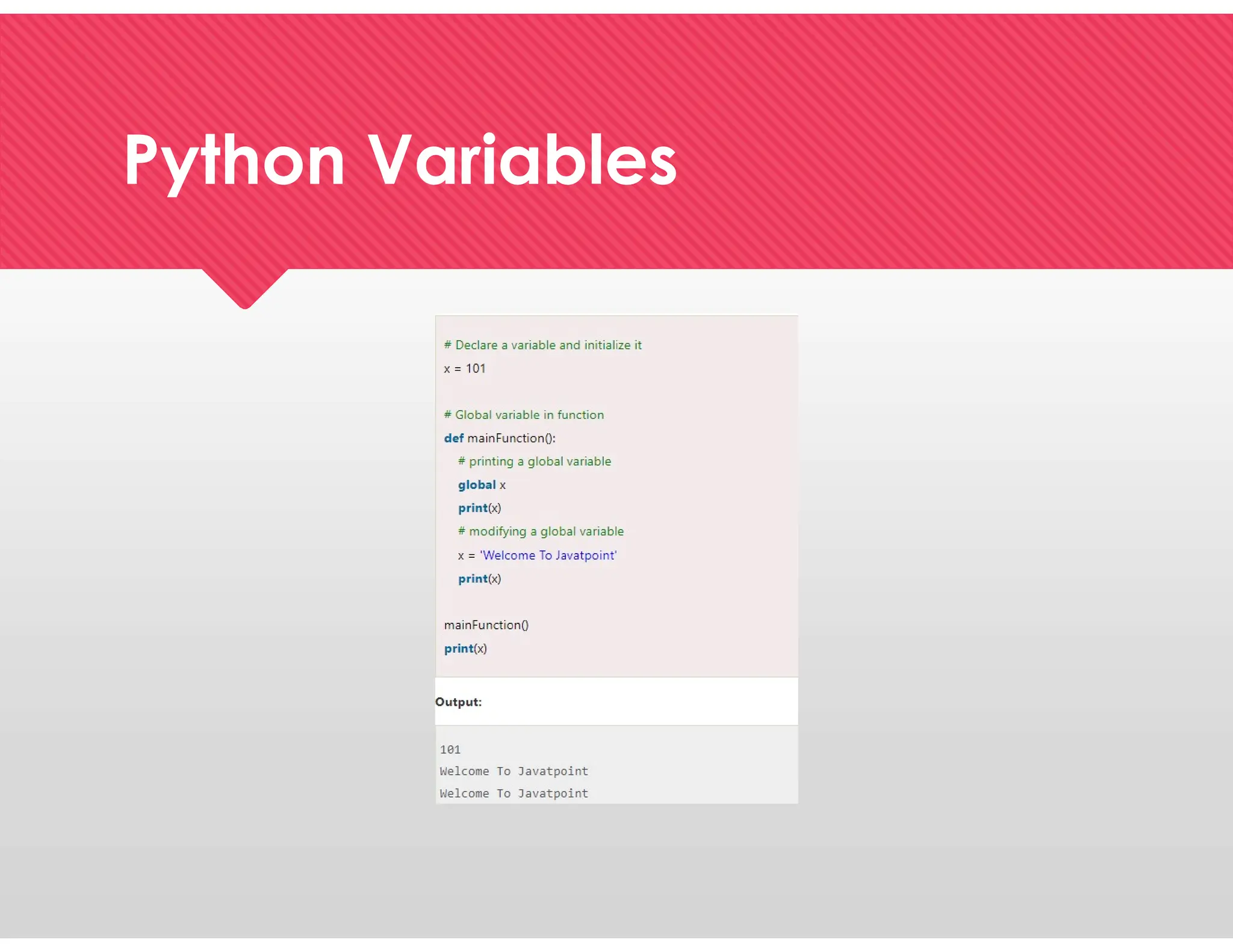 Python Variables
Python Variables
 
