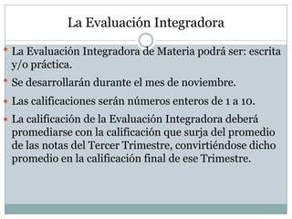 Se computará las inasistencias en cada una de las Materias no pudiendo exceder el 15 % de las clases EFECTIVAMENTE  dictadas en el Ciclo Lectivo.Cómputo de Inasistencias