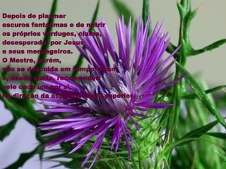 Depois de plasmar  escuros fantasmas e de nutrir  os próprios verdugos, clama,  desesperado, por Jesus  e seus mensageiros.  O Mestre, porém,  não se descuida em tempo algum  e, desde muito, recomendou  vele cada um por si,  na direção da espiritualidade superior.  