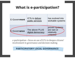 E participation study and pilot concept