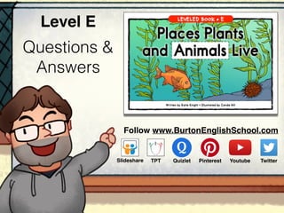 Questions &
Answers
Level E
Follow www.BurtonEnglishSchool.com
Slideshare Youtube TwitterTPT PinterestQuizlet
 