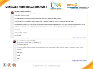 FI-GQ-GCMU-004-015 V. 001-17-04-2013
MENSAJES FORO COLABORATIVO 1
 
