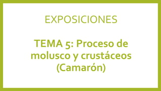 EXPOSICIONES
TEMA 5: Proceso de
molusco y crustáceos
(Camarón)
 