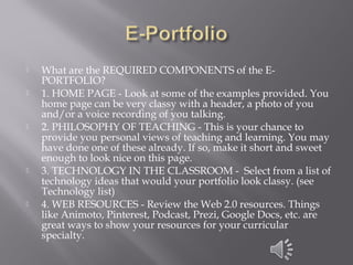 E portfolio Design and Creation | PPT