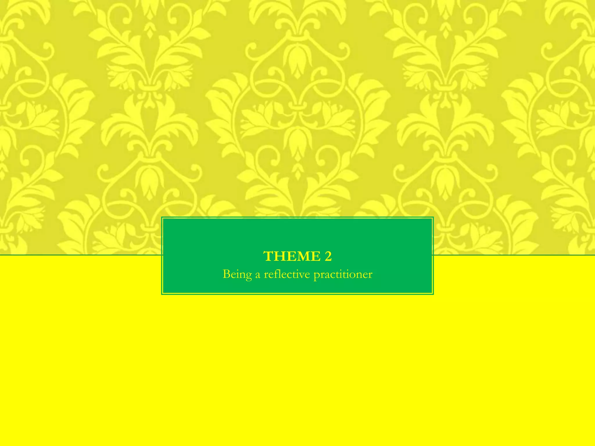 THEME 2
Being a reflective practitioner
 