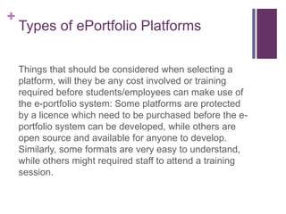 E portfolio platforms | PPTX