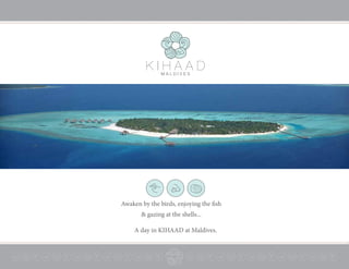 Awaken by the birds, enjoying the fish
& gazing at the shells...
A day in KIHAAD at Maldives.

 