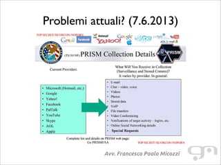 Problemi attuali? (7.6.2013)
Avv. Francesco Paolo Micozzi
 