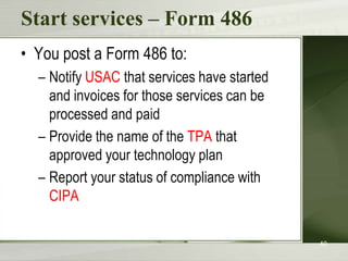 Provides specific information on services, service providers selected, and contracts and/or agreements, costs, etc.