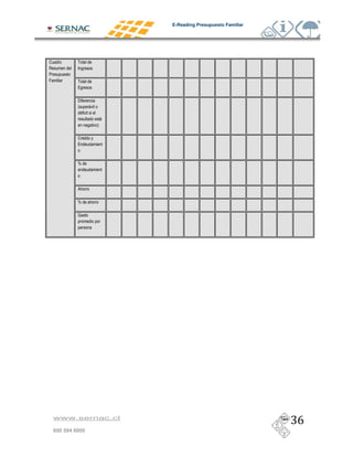 E-Reading Presupuesto Familiar




+1        ,
# 1       /
* 1 1
          ,



          .
          5 1           8

                1
                            8 7

          +             ;
                    1



          C
                    1



          "

          C

          (




 www.sernac.cl

 600 594 6000
 
