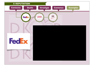E-REPUTATION

Contexte   Outils   Stratégie   Contenus   Exemples
 