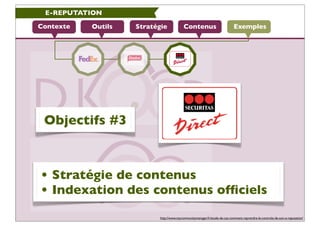 E-REPUTATION

Contexte   Outils   Stratégie             Contenus                          Exemples




 Objectifs #3



• ...