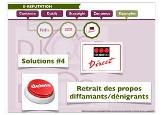 E-REPUTATION

Contexte   Outils   Stratégie             Contenus                          Exemples




 Solutions #4


   ...