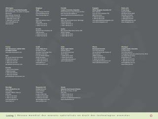 Allemagne                                 Belgique                     Canada                                    Espagne                             Etats-unis
Buse Heberer Fromm Rechtsanwälte          elegis                       Langlois, Kronström, Desjardins           Alliant Abogados Asociados SLP      IT Law Group
Bernd Reinmüller, Tim Caesar et Stephan   Jean-François Henrotte       Richard Ramsay et Jean-François De Rico   Marc Gallardo                       Françoise Gilbert
Menzemer                                  jf.henrotte@avocat.be        jean-francois.derico@lkd.ca               Gran Via Corts Catalanes 702        555 Bryant Street #603
Neue Mainzer Strasse 28                   http://lexing.elegis.be      www.langloiskronstromdesjardins.com       08010 Barcelone                     Palo Alto, CA 94301
60311 Frankfurt Am Main                                                                                          T. 0034 93 265 58 42                T. 0016 508 04 12 35
T. 0049 699 71 09 71 00                   Liège                        Montréal                                  F. 0034 93 265 52 90                F. 0016 507 35 18 01
F. 0049 699 71 09 72 00                   Place des Nations-Unies, 7   1002, rue Sherbrooke Ouest, 28e étage     marc.gallardo@alliantabogados.com   fgilbert@itlawgroup.com
reinmueller@buse.de                       4020 Liège                   H3A3L6 Montréal                           www.alliantabogados.com             www.itlawgroup.com
www.buse.de                               T. 0032 43 42 30 50          T. 0015 148 42 95 12
                                          F. 0032 70 22 52 22          F. 0015 148 45 65 73

                                          Bruxelles                    Québec
                                          Boulevard de la Woluwe, 60   801, Grande Allée Ouest, Bureau 300
                                          1200 Bruxelles               G1S1C1 Québec
                                          T. 0032 22 40 15 20          T. 0014 186 50 70 00
                                          F. 0032 70 22 52 22          F. 0014 186 50 70 75




France                                    Israël                       Italie                                    Maroc                               Mexique
Alain Bensoussan, Isabelle Tellier        Livnat, Mayer & Co           Studio Legale Zallone                     Bassamat & Associée                 Langlet, Carpio y Asociados
et Frédéric Fortster                      Russelle D. Mayer            Raffaele Zallone                          Fassi-Fihri Bassamat                Enrique Ochoa
www.alain-bensoussan.com                  Jérusalem Technology Park,   31 Via Dell’Annunciata                    30 rue Mohamed Ben Brahim Al        Torre Axis Santa Fe
                                          Building 9, 4th Floor        20121 Milano                              Mourrakouchi                        Prolongación Paseo de la Reforma # 61, PB-B1
Paris                                     P.O. Box 48193 Malcha        T. 0039 229 01 35 83                      20000 Casablanca                    Col. Paseo de las Lomas
29, rue du Colonel Pierre Avia            91481 Jérusalem              F. 0039 229 01 03 04                      T. 00212 522 26 68 03               01330 Mxico, D.F.
F75508 Paris cedex 15                     T. 0097 226 79 95 33         r.zallone@studiozallone.it                F. 00212 522 26 68 07               T. 0052 55 25 91 10 70
T. 0033 141 33 35 35                      F. 0097 226 79 95 22         www.studiovallone.it                      contact@cabinetbassamat.com         F. 0052 55 25 91 10 40
F. 0033 141 33 35 36                      mayer@lmf.co.il                                                        www.cabinetbassamat.com             eochoa@lclaw.com.mx
paris@alain-bensoussan.com                www.livmaylaw.co.il                                                                                        www.lclaw.com.mx

Grenoble
7, place Firmin Gautier
F38000 Grenoble
T. 0033 476 70 09 95
F. 0033 476 70 09 96
grenoble@alain-bensoussan.com




Norvège                                   Royaume-Uni                  Suisse
Føyen Advøkatfirma DA                     Preiskel & Co LLP            Sébastien Fanti Avocat & Notaire
Arve Føyen                                Danny Preiskel               8B rue de Pré-Fleuri, CP 497
Postboks 7086 St. Olavs pl.               5 Fleet Place                1951 Sion
0130 Oslo                                 London EC4M 7RD              T. 0041 27 322 15 15
T. 0047 21 93 10 00                       T. 0044 20 7332 5640         F. 0041 27 322 15 70
F. 0047 21 93 10 01                       F. 0044 20 7332 5641         sebastien.fanti@sebastienfanti.ch
arve.foyen@foyen.no                       dpreiskel@preiskel.com       www.sebastienfanti.ch
www.foyen.no                              www.preiskel.com




                | Réseau mondial des avocats spécialisés en droit des technologies avancées
 