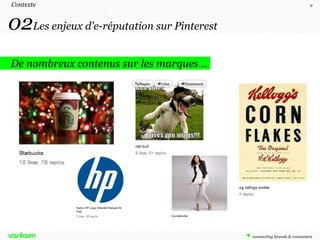 Contexte                                    9




02Les enjeux d'e-réputation sur Pinterest
De nombreux contenus sur les marques…
 