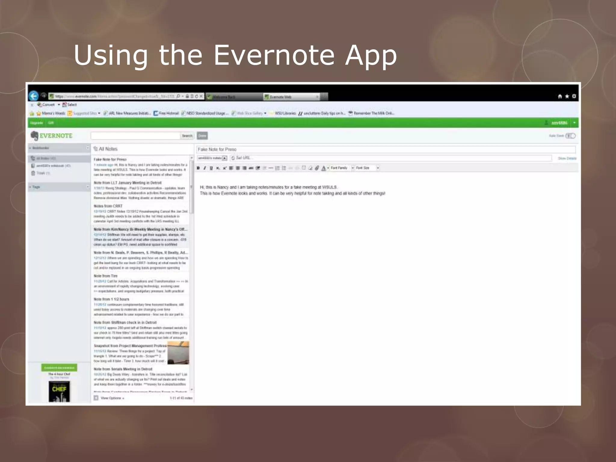 Using the Evernote App
 
