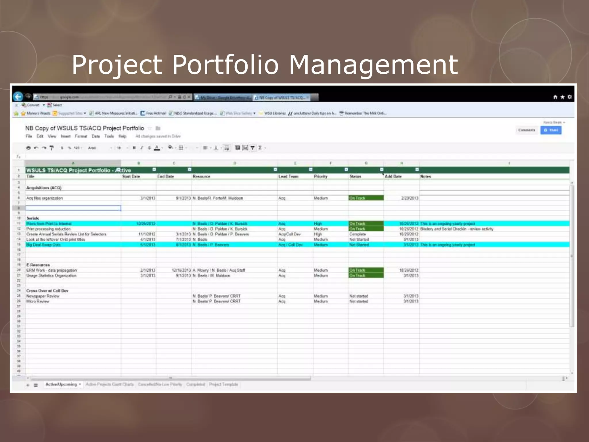 Project Portfolio Management
 