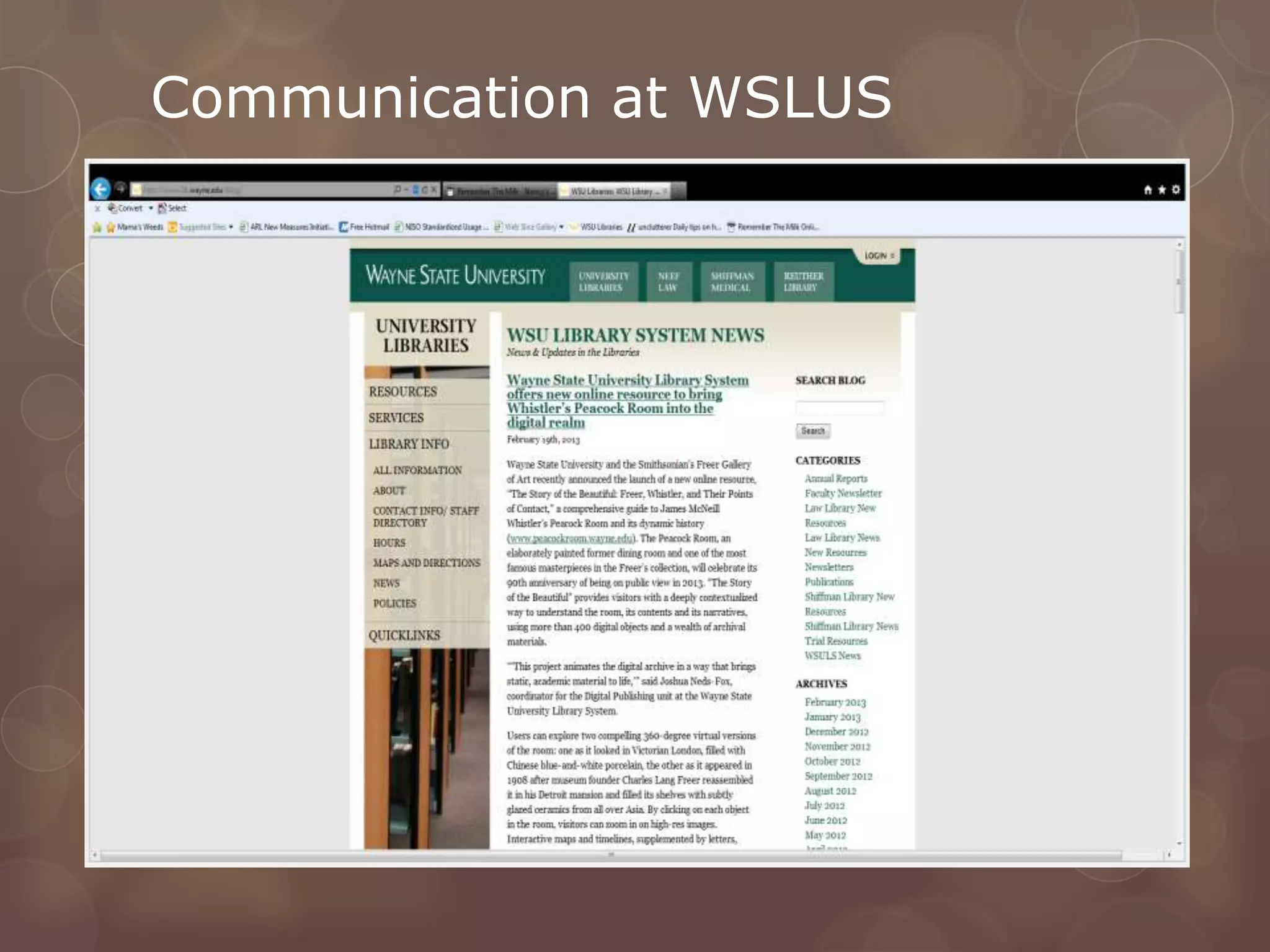 Communication at WSLUS
 