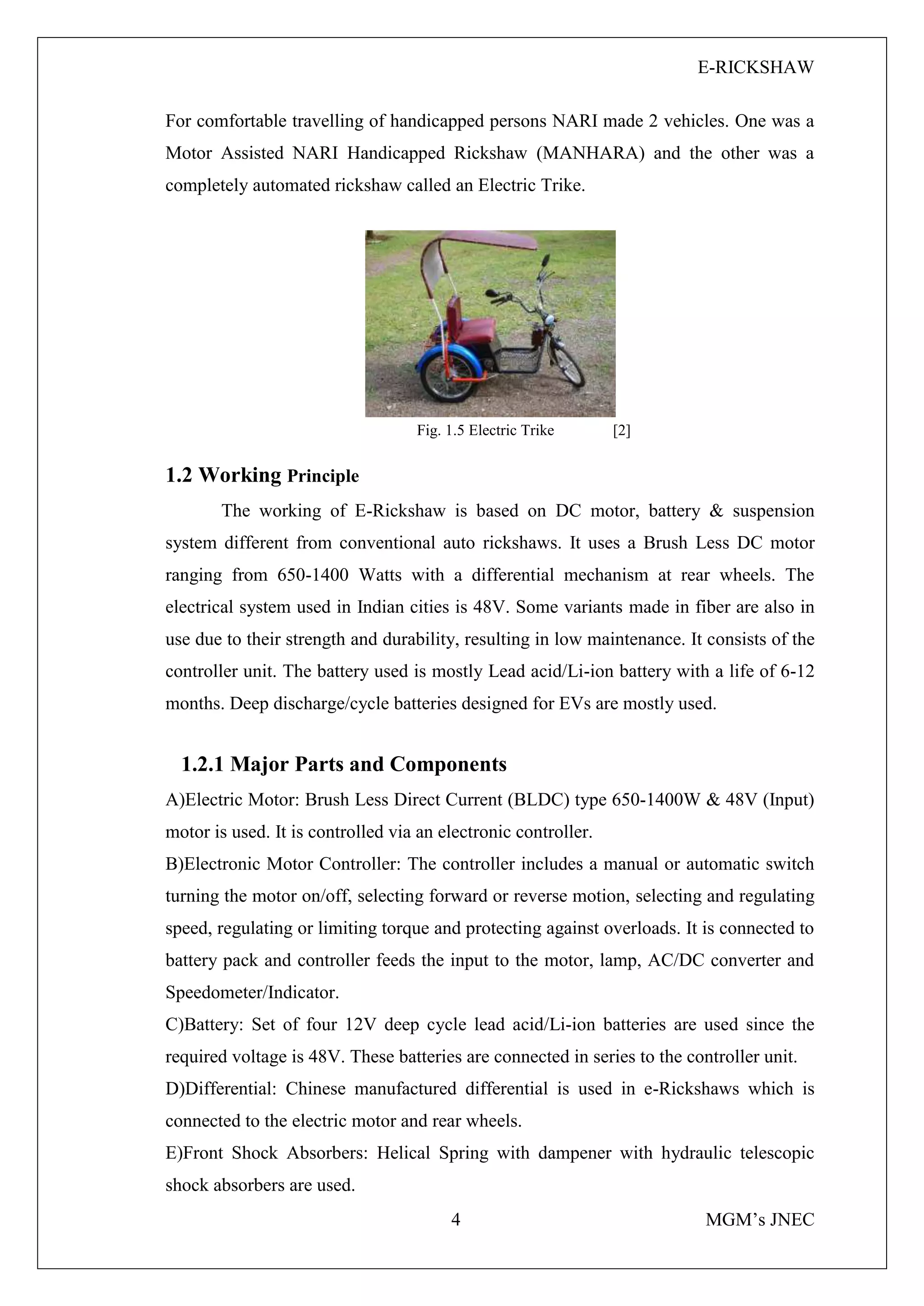 E Rickshaw Seminar Report | PDF