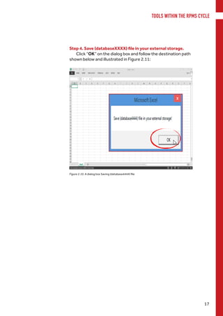 TOOLS WITHIN THE RPMS CYCLE
17
Step 4. Save (databaseXXXX) file in your external storage.
Click “OK” on the dialog box and follow the destination path
shown below and illustrated in Figure 2.11:
Figure 2.10. A dialog box Saving (database4444) file
 