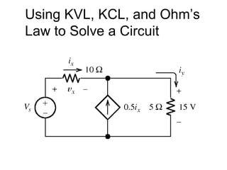 Using KVL, KCL, and Ohm’s
Law to Solve a Circuit
 