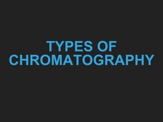 TYPES OF
CHROMATOGRAPHY
 