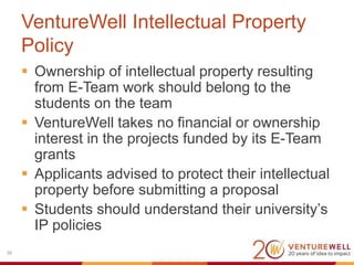 Who is your audience?
1. VentureWell Program Officer
2. VentureWell Grants Manager
3. Panel of 4-5 external reviewers made...