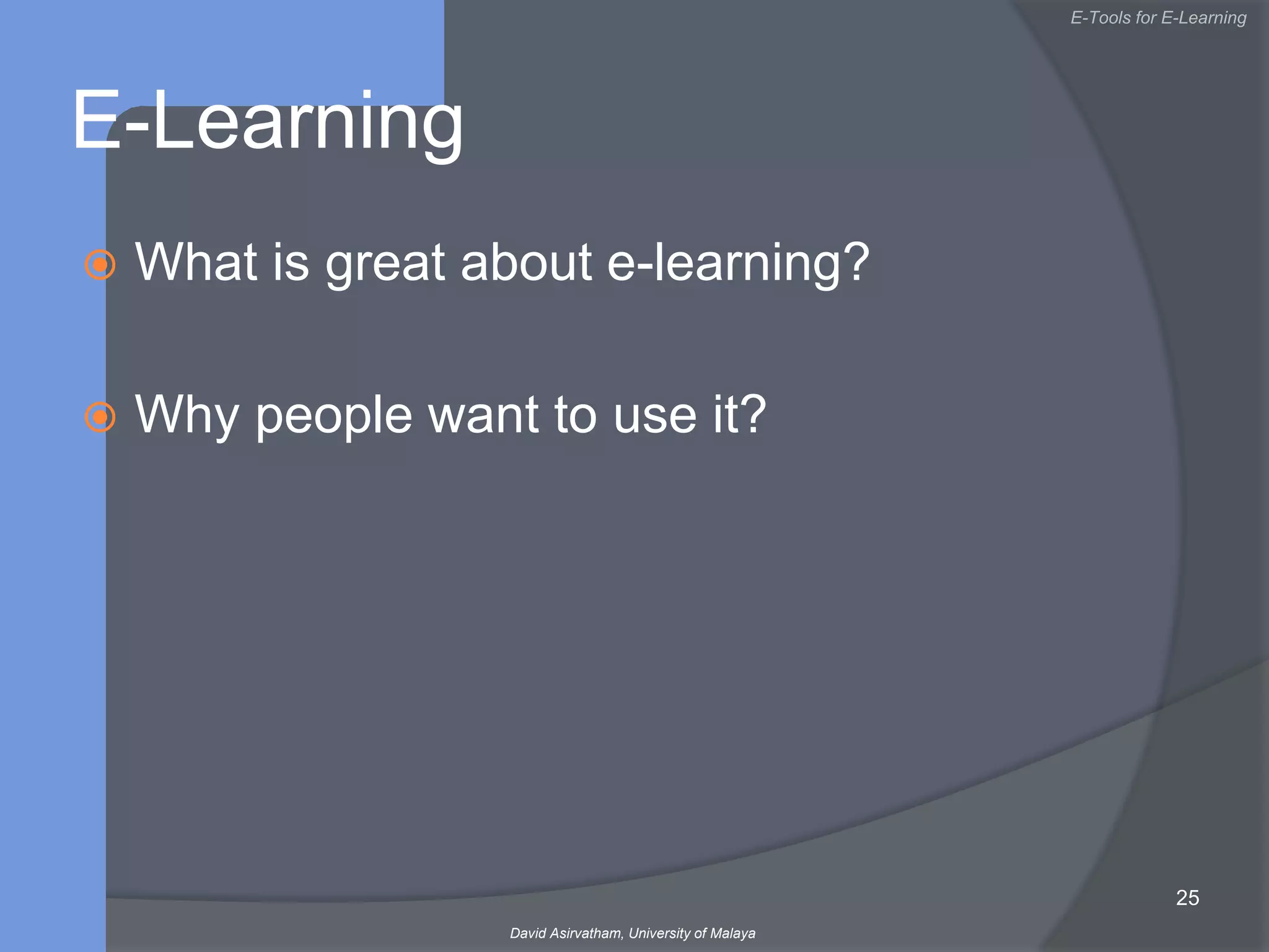 ICT in Education & ReligionRegistration of birthRegistration for schoolIssuance of ID cardElectronicGovernmentIssuance of driver’s licenseFiling of tax returnsElectronic votingTransaction of SOCSO paymentsIssuance of home-building licenseELECTRONIC GOVERNMENT        - services for citizens8David Asirvatham