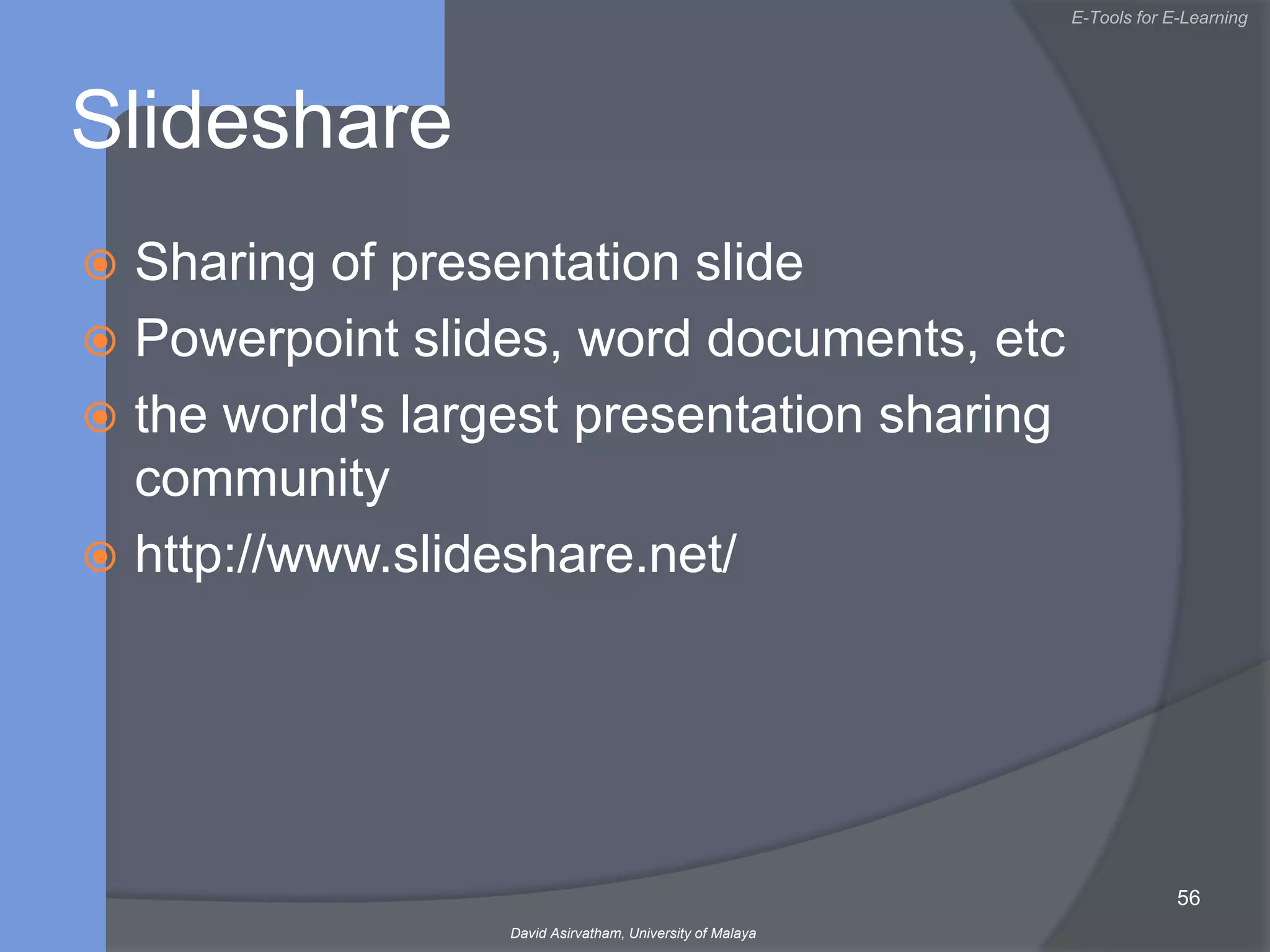 ICT in Education & ReligionE-Learning will be bigEducation and training forms one of the largest sectors of the economy in most countriesOver the last decade, the number of corporate universities grewfrom 400 to 1,800Meister, Jeanne op. cit., endnote 23&gt;50% of Fortune 500 companieshave established corporateuniversities  Moe and Blodgett, op. cit., endnote 21, p. 230.Skilled jobs now represent 85% of all jobs in US, in contrast to 20% in 1950.              http://www.webcommission.org/directory34David Asirvatham