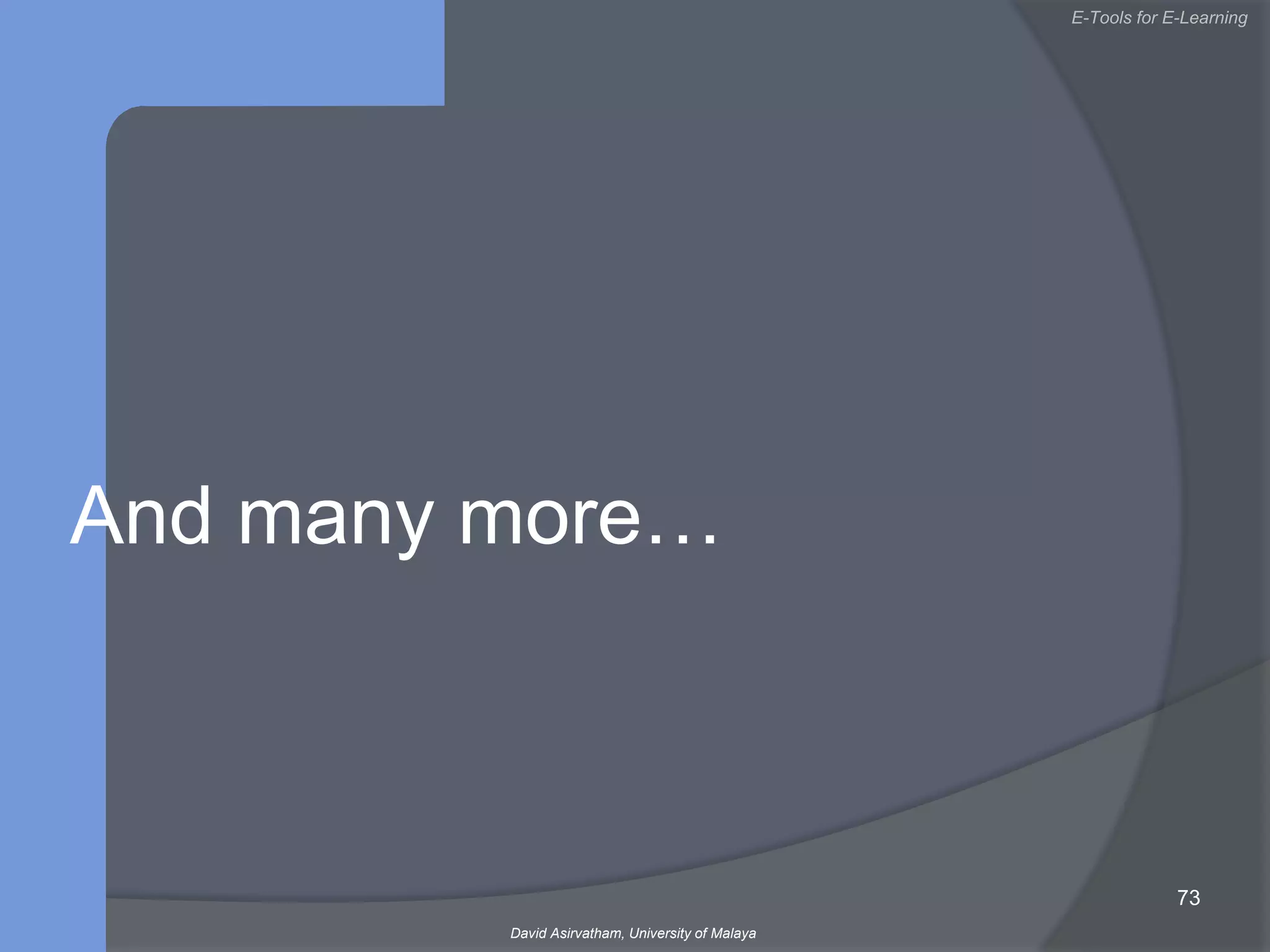 Top 10 ToolsDavid Asirvatham51O=online; M=Mac; W=Windows