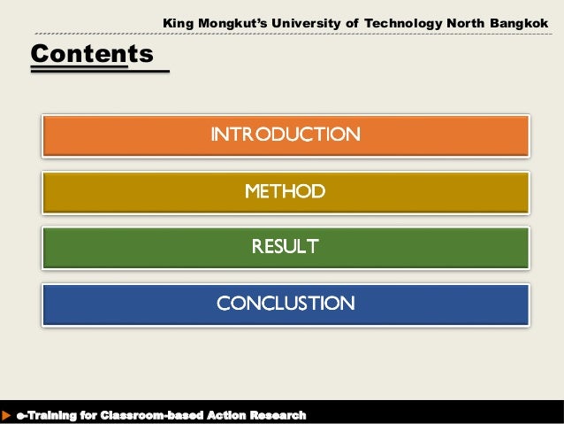 E Training For Classroom based Action Research 