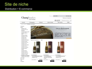 Pas de vendeur pour conseiller le néophyte…Il y a-t-il un marché?Distribution > E-commerceLa marché total des ventes de vins en ligne pèse environ 3.6 milliards d’eurosdont  176 millions d’euros en France.soit 4,8%Source : winefair