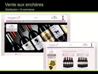 Qui achète en ligne? Distribution > E-commerce69,5% d’hommes48% de + de 35 ans31% de CSP+46 % affichent un revenu compris entre 30 et 60 K€ 10 à 20€ de budget par bouteille75% des acheteurs online possèdent une caveE-Performance Barometer 2007