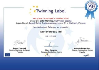 E twinning certificate 2010