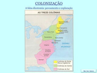 COLONIZAÇÃO A falsa dicotomia: povoamento e exploração Prof. Caco Cardozo 
