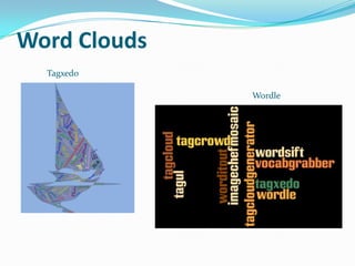 Word Clouds
  Tagxedo

              Wordle
 