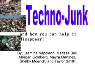 By: Jasmine Napoleon, Marissa Bell, Morgan Goldberg, Mayra Martinez, Shelby Moench, and Taylor Smith And how you can help it disappear! Techno-Junk 